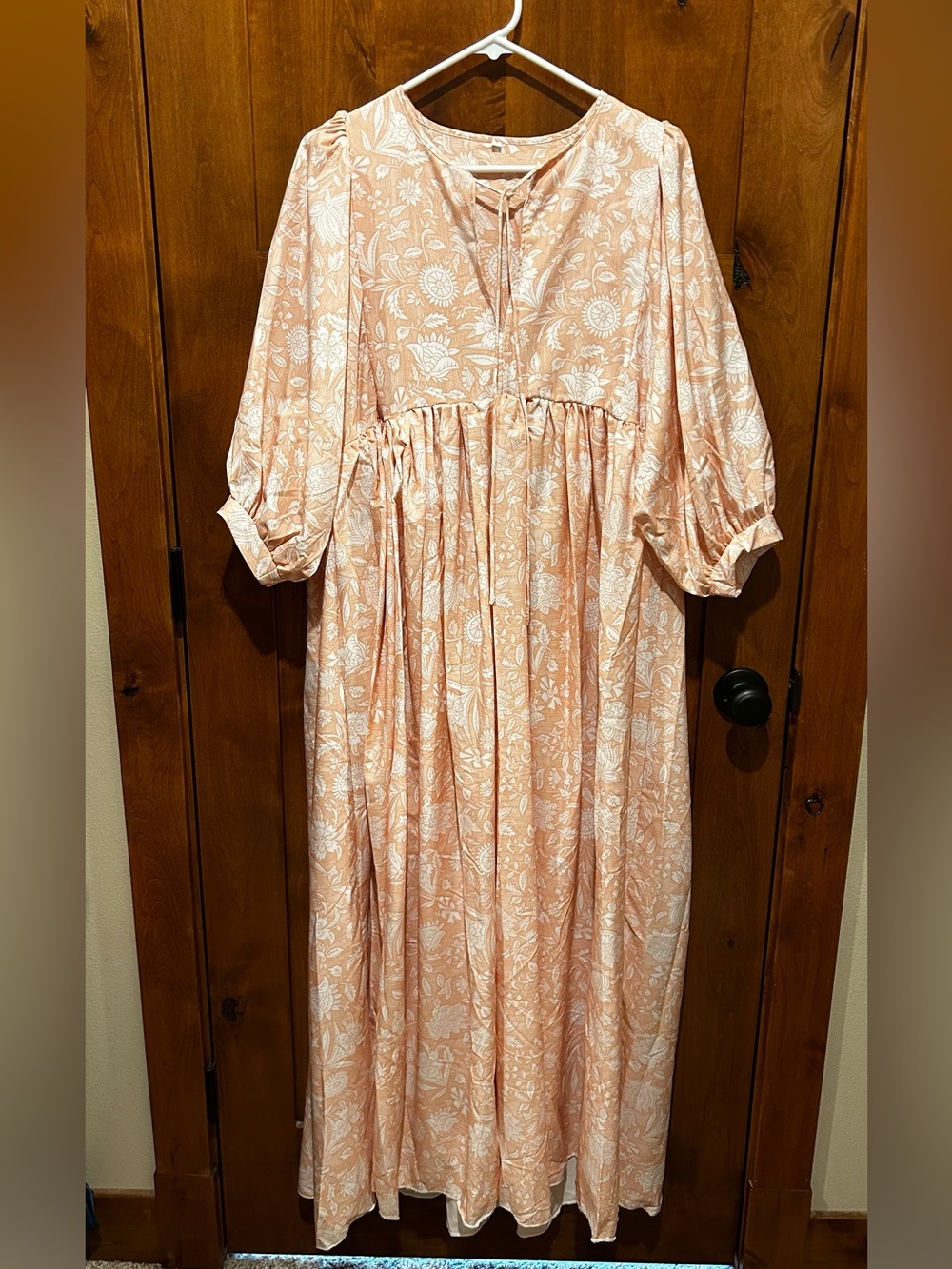 Women’s Peach Floral Smock Dress - Relaxed Boho Style